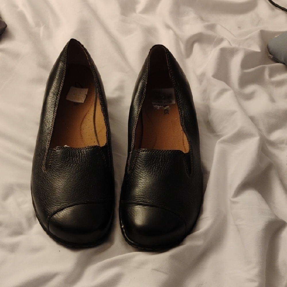 Clarks Black Leather Loafers Comfortable Flats